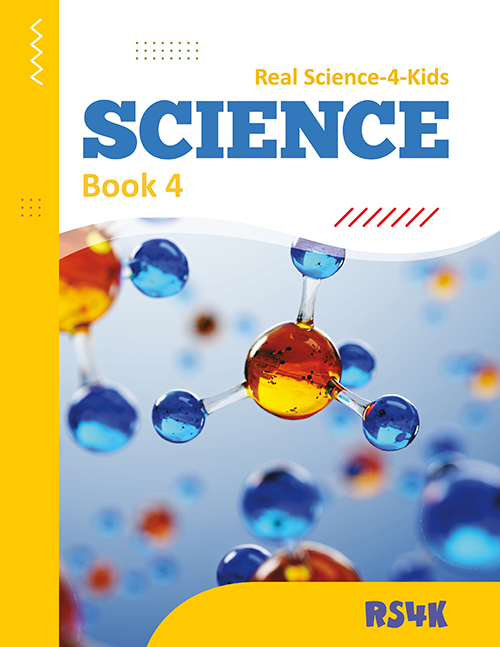 Cover of 'Science Book 4' by Real Science-4-Kids showing colorful molecular structures on a blue background.