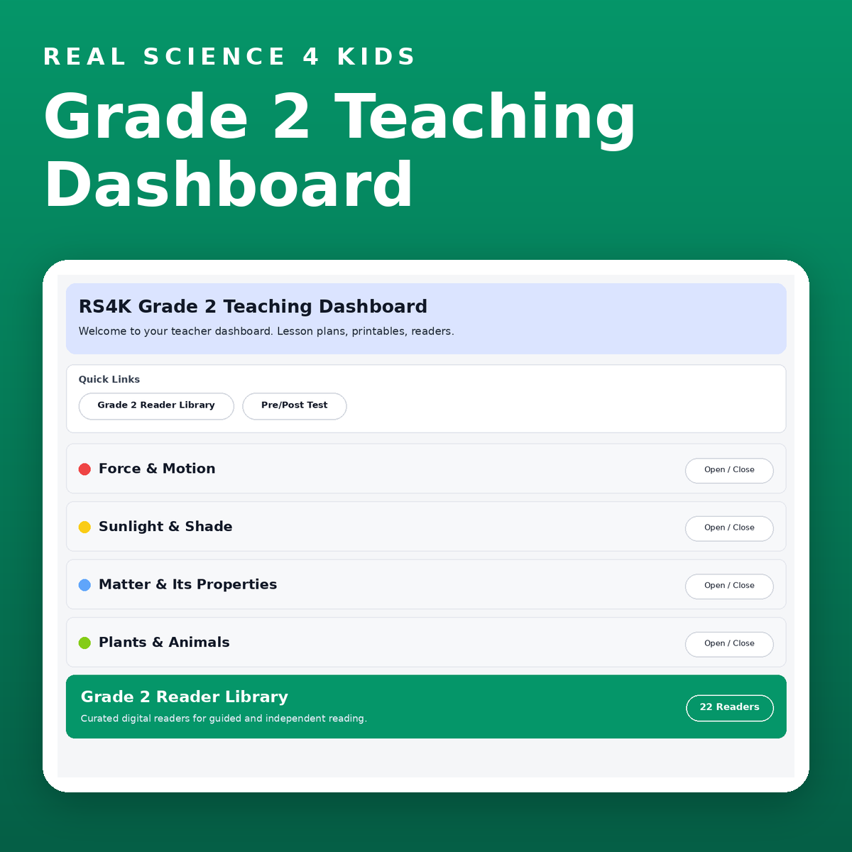 Grade 2 Teaching Dashboard