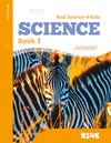 Cover of 'Science Book 3' featuring a close-up photograph of a zebra with a vibrant orange and white color scheme and the logo 'RS4K' at the bottom.